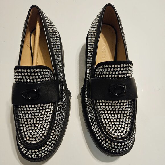 Coach Women's Leah Crystal Platform Lug Loafer Flats Size 8.5 - Picture 1 of 7